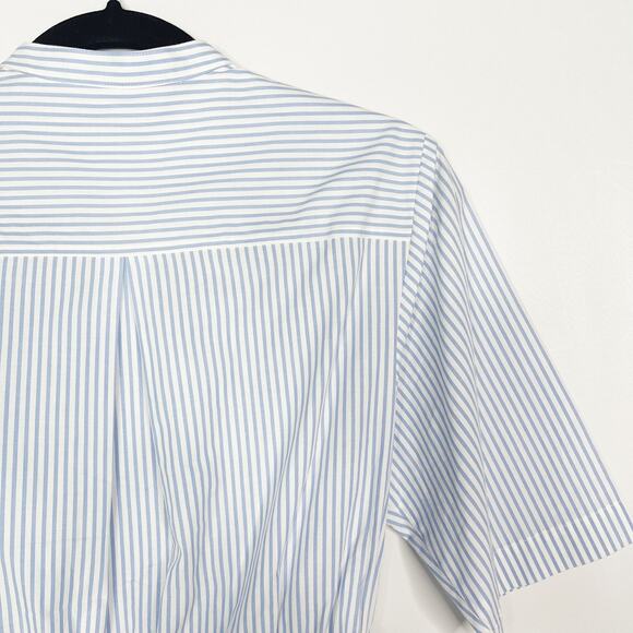 Scotch & Soda Womens Small Blue White Striped Gathered Waist Button Down Blouse - Picture 9 of 13